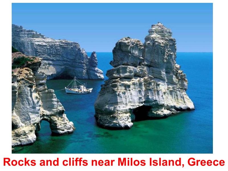 Rocks and cliffs near Milos Island, Greece